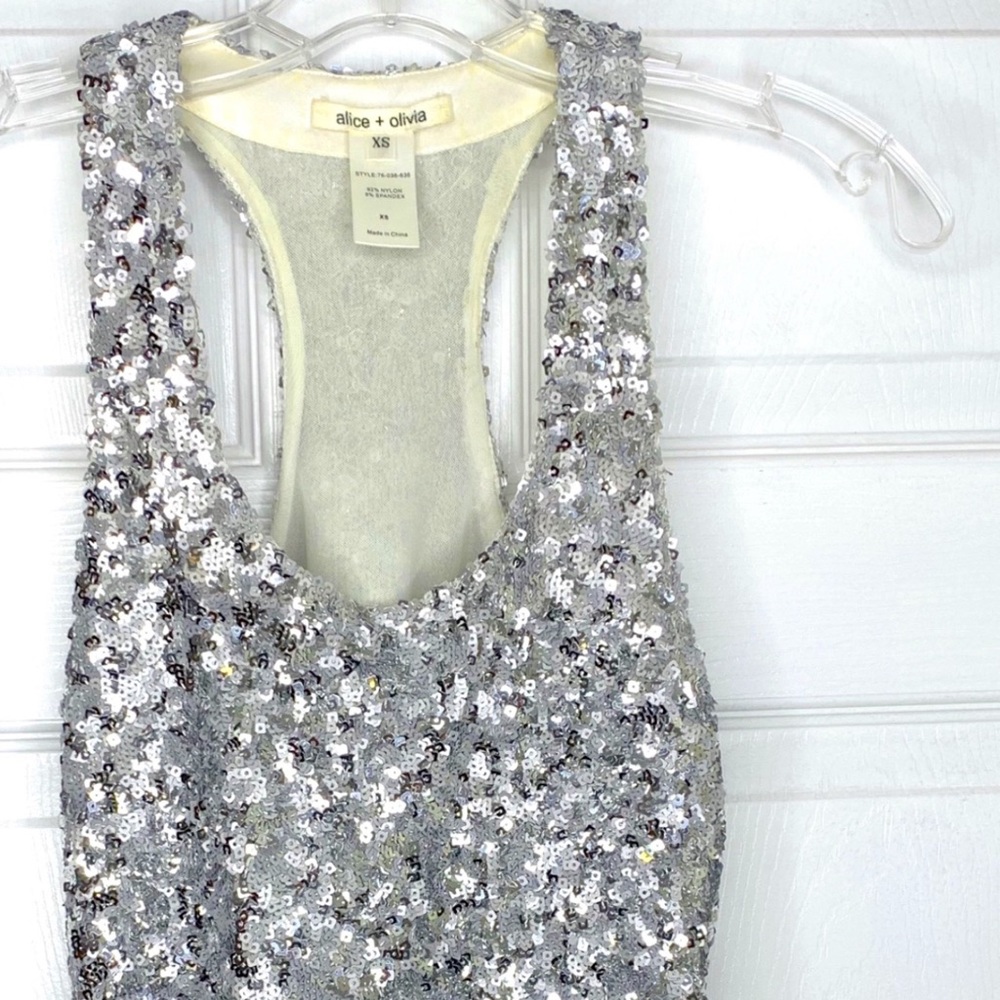 Alice + Olivia sequin racerback tank blouse XS
